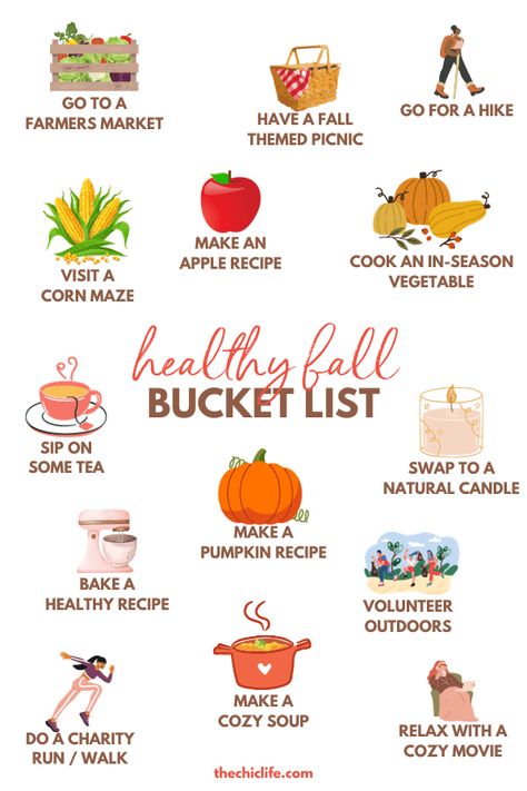 November Activities For Adults, September Bucket List Ideas, October Activities For Adults, November Things To Do, Autumn Activities For Adults, Period Selfcare, Bucket List Fall Ideas, Romanticizing September, September To Do List