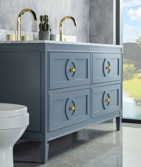 50+ Bathroom Decor Ideas to Inspire Your Next Makeover Classic Bathroom Vanities, Vanity Unit Bathroom, Villa Renovation, Home Bathroom Decor, Double Vanity Unit, Green Vanity, Vanity Counter, Loft Bathroom, Blue Vanity