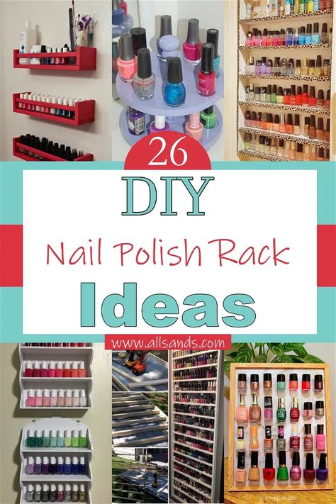 Polish Rack Ideas, Nail Organization, Nail Polish Shelf, Cheap Nail Polish, Ideas For Makeup, Old Nail Polish, Nail Polish Holder, Nail Polish Rack, Polish Display