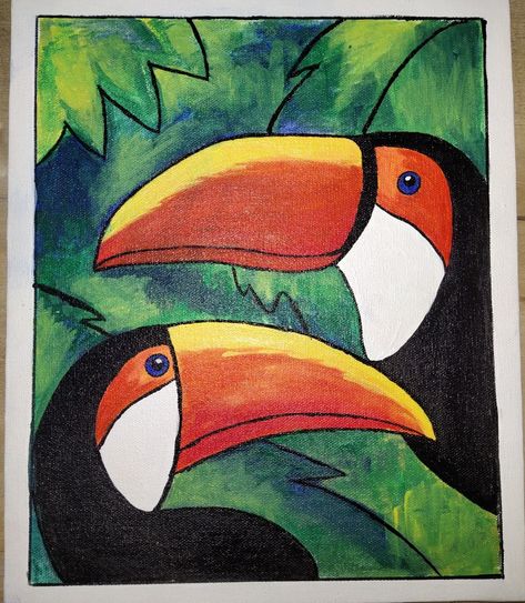 Non Representational Art, Birds Acrylic Painting, Acrylic Painting For Kids, Bird Coloring, Oil Pastel Drawings Easy, Children Painting, Animals Painting, Colour Drawing, Drawing Kids