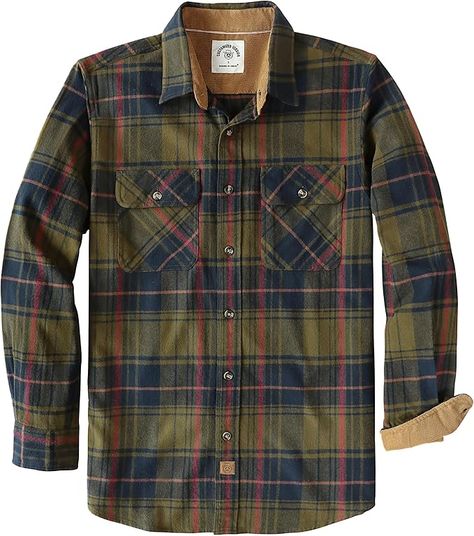 Amazon.com: Dubinik® Mens Flannel Shirt Long Sleeve Button Down Plaid All Cotton Soft Brushed Flannel Shirt for Men Utility Casual Shirt : Clothing, Shoes & Jewelry