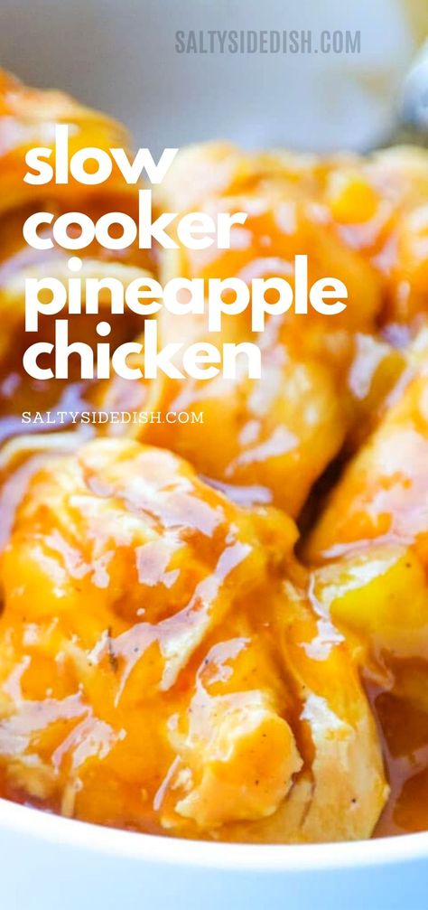 Sweet Chili Pineapple Chicken Crockpot, Delicious Chicken Crockpot Recipes, Crock Pot Chicken Ideas Easy Recipes, Crock Pot Inspired Recipes Chicken, Chicken Pineapple Crockpot Recipes, Chicken Chunks In Crock Pot, Chicken Ole Crockpot, Hawaiian Crock Pot Chicken Slow Cooker, Crockpot Chicken With Pineapple Juice