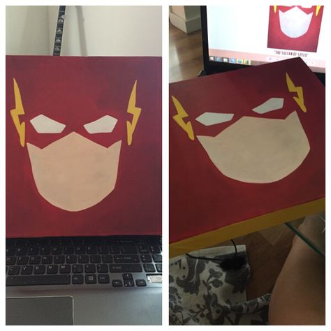 The Flash Gift Ideas, The Flash Drawing, Flash Bedroom, Pencil Art For Beginners, Flash Painting, Superhero Painting, Flash Superhero, Flash Drawing, Name Canvas