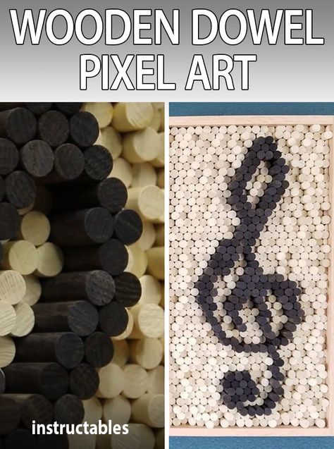 SeanMakes shares how to make custom pixel wall art out of wooden dowels. #Instructables #woodworking #workshop #art #decor Wooden Dowel Projects, Wooden Dowels Crafts Diy Projects, Dowel Projects, Easy Diy Wood Projects, Simple Wood Projects, Steel Wool And Vinegar, Simple Woodworking Projects, Pallet Wood Projects, Diy Projects Easy