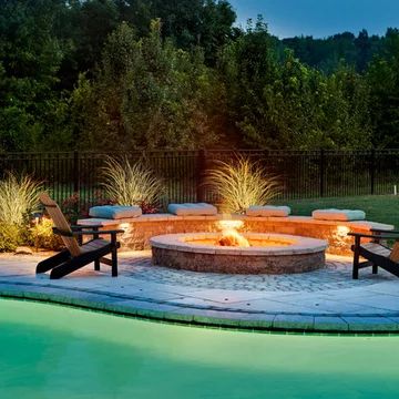 Pavillion Backyard, Fire Pit Seating Area, Outdoor Fire Pit Designs, Outdoor Fireplace Designs, Outdoor Remodel, Landscape Products, Fire Pit Seating, Outdoor Living Design, Garden Fire Pit