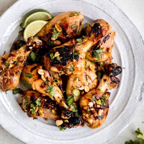 Thai Chicken Marinade, Healthy Coleslaw Recipes, Ginger Chicken Recipes, Ginger Glaze, Soy Ginger, Healthy Coleslaw, Honey Roasted Peanuts, Ambitious Kitchen, Ginger Chicken