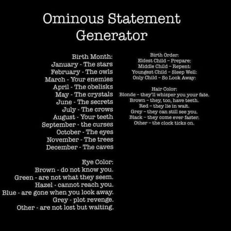 Birth Order, Character Prompts, Daily Writing Prompts, Writing Fantasy, Creative Writing Tips, Welcome To Night Vale, Night Vale, Book Writing Inspiration, Writing Dialogue