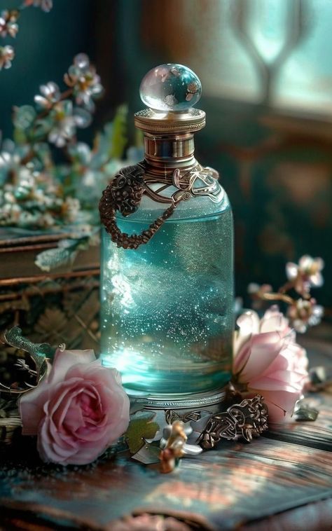 Magic Decor, Unique Perfume, Pretty Perfume Bottles, Perfume Bottle Design, Magic Bottles, Mermaid Pictures, Magic Aesthetic, Beautiful Perfume, Magical Jewelry