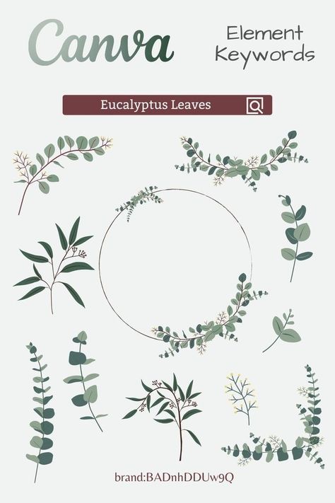 Font Canva Lettering, Elements In Canva, Royalty Free Fonts, Eucalyptus Plant, Create Logo Design, Instagram Branding Design, Elegant Wedding Stationery, Keyword Elements Canva, Leaves And Branches