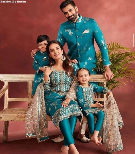 Family Matching Dresses Designing Ideas family matching outfits design idea Indian in Pakistan Actor Matching Outfits For Wedding, Photo Dress Ideas, Family Photo Dress, Outfits For Wedding, Ethnic Wear For Boys, Wedding Matching Outfits, Family Clothing Sets, Mom And Son Outfits, Mom Daughter Matching Dresses