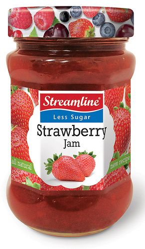 Streamline Less Sugar Strawberry Jam Label Layout, Low Sugar Jam, Jam Packaging, Sugar Free Jam, Strawberry Jelly, Less Sugar, Low Sugar Diet, Food Branding, Fish Fish