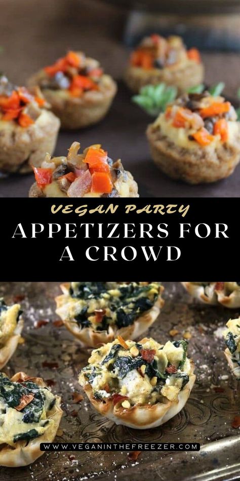 Are you ready for your next big get-together? Why not have the best vegan party appetizers and finger food on hand for vegans and omnivores alike. All your bases are covered. Vegan Tartlets Savory, Veggies Appetizers Party, Easy Work Appetizers, Elegant Vegan Appetizers, Vegan Apps Appetizers, Vegan Gluten Free Finger Food, Party Food Appetizers Vegetarian, Vegan Party Dishes, Best Vegan Appetizers