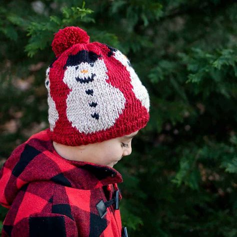 Colorwork Snowman Hat Knitting Pattern - Christmas Tree Knitting Pattern, Owl Knitting Pattern, Mini Christmas Stockings, Snowman Hat, Red Yarn, Sock Knitting Patterns, Christmas Knitting Patterns, Knitted Baby Blankets, Yarn Tail