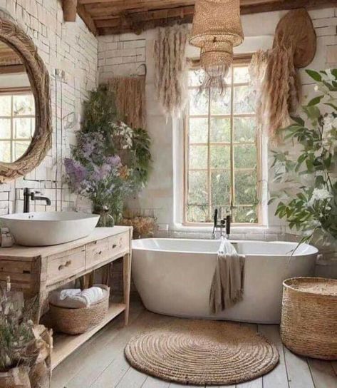 Cottage Core Bathroom, French Cottage Bathroom, Bathroom Cozy, Bathroom French, Bathroom Cottage, Interior Cottage, Bathroom Traditional, Organic Modern Bathroom, Cottage Bathroom Ideas