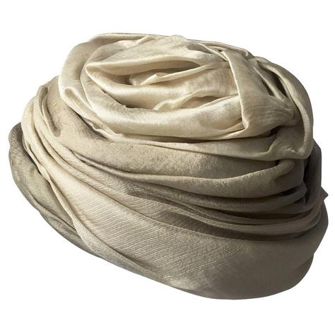 1950s Christian Dior Draped And Pleated Silk Ombre Beige Turban Hat Silk Turban, Hat Silk, Dior Hat, Church Attire, Hair Wrap Scarf, Beige Hat, Brown Hat, Fringe Fashion, Organza Skirt