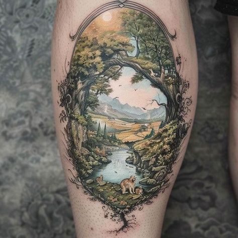 Cottage Core Tattoo Ideas, Woodsy Tattoos, Virginia Tattoo, Nature Tattoo Ideas, Mum Tattoo, Cool Nature, Garden Tattoos, Nature Tattoo, Forest Tattoos