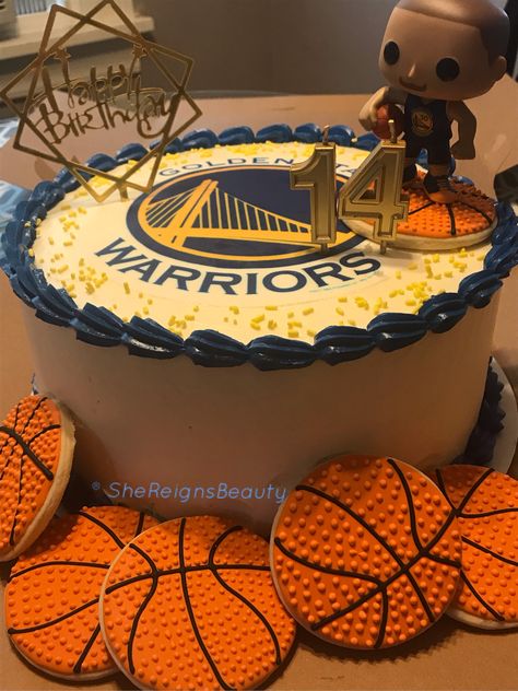 Steph Curry Birthday Cake, Steph Curry Birthday Party Ideas, Steph Curry Cake, Golden State Warriors Birthday Party, Warriors Birthday Cake, Stephen Curry Cake, Nba Cake, Golden State Warriors Cake, Warriors Cake