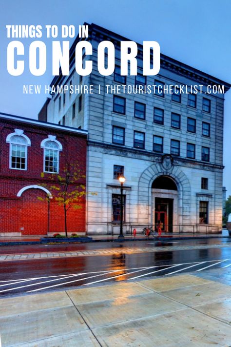 Concord is the capital of New Hampshire and recently renovated its historic Main Street to highlight all of the excellent shops, eateries, and cultural venues downtown. This is a small city, but one that packs a big punch with arts performances, restaurants, and outdoor adventure nearby.#usatravel #usatrip #usaroadtrip #travelusa #vacationusa #ustravel #americatravel #ustraveldestinationsler Concord New Hampshire Things To Do, Concord New Hampshire, Concord Nh, Usa Travel Guide, Small City, Vacation Usa, The Tourist, Red River, Sports Bar