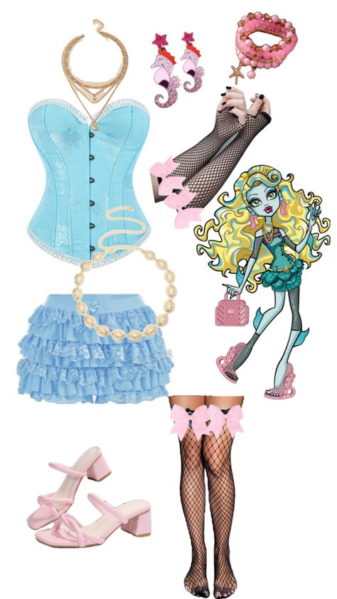 all found on shein! x added bows onto the arm&leg fishnets. Lagoona Blue Costume, Blue Costume, Blue Costumes, Lagoona Blue, Halloween Inspo, Halloween Outfits, Monster High, Halloween Makeup, Halloween Costumes