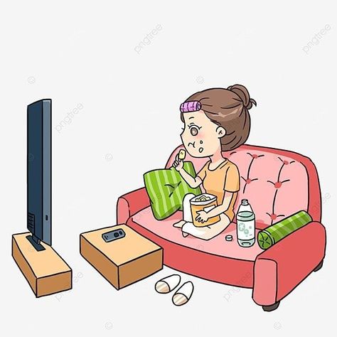 Watching Tv Drawing, Girl Watching Tv, Tv Png, Sofa Drawing, Hand Png, Watch Drawing, Morning Girl, Love Cartoon Couple, Cartoon Couple