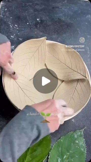 Pressed Leaves, Leaf Border, Pottery Videos, Leaf Bowls, Contemporary Ceramics, The Leaf, Leaf Art, Ceramic Decor, Ceramic Clay