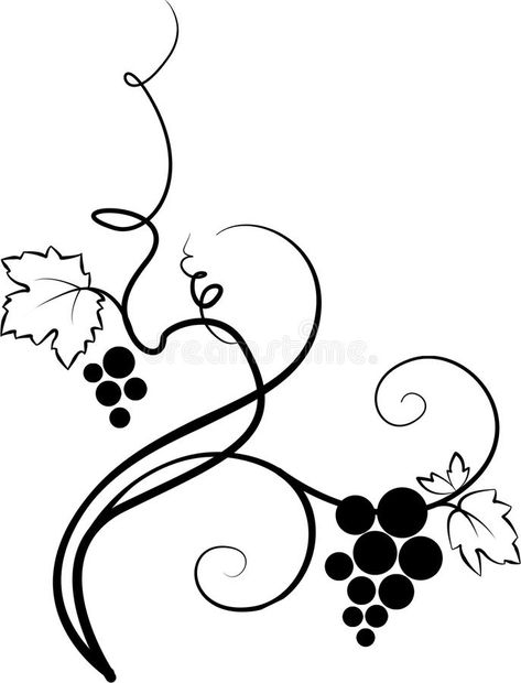 Decorative grape illustration (sketch) royalty free illustration Grape Drawing Simple, Vine Sketch, Grapes Illustration, Grape Illustration, Grape Drawing, French Symbols, Wine Glass Tattoo, Grape Tree, Berry Garden