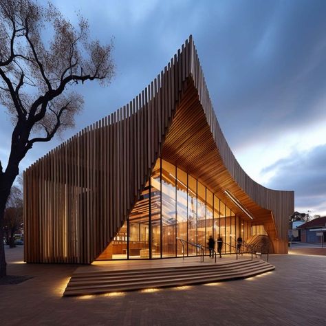 Timber Building Concept 1653 Mass Timber Building, Heavy Timber Architecture, Metal Facade Architecture Design, Building Forms Concept, Timber Structure Architecture, Mass Timber Architecture, Christian Study, Festival Garden, Mass Timber