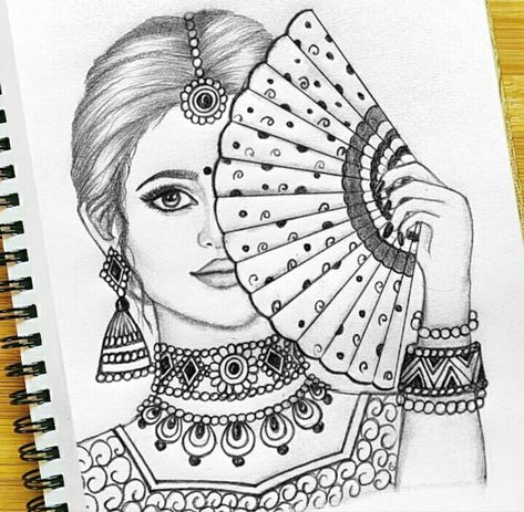 Bridal Mandala Art, Indian Bridal Drawing, Dulhan Drawing, Portraits Of People, Pencil Drawing Images, Pencil Drawings Of Girls, Abstract Pencil Drawings, Easy Mandala Drawing, Boho Art Drawings