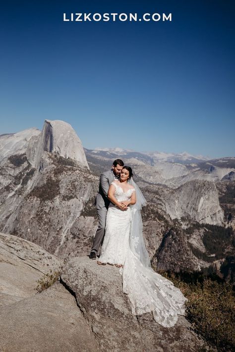 Thinking about your bride and groom elopement photoshoot? Check out this album and get inspiration on bride and groom poses, especially if you are planning on eloping in Glacier Point in Yosemite. Get tips from Liz Koston, your trusted California-based elopement photographer. Glacier Point Engagement Photos, Glacier Point Wedding, Yosemite Engagement, Bride Groom Photoshoot, Wedding Outfits For Groom, Groom Photoshoot, Yosemite Elopement, Utah Wedding Photography, Yosemite Wedding