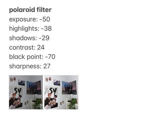 Polaroid Filter Picsart, Polaroid Ios Filter, Polaroid Settings Pictures, How To Get Polaroid Effect, Polaroid Filter Iphone, Film Photo Edit Iphone, Ios Photo Edit Settings, Film Filter Iphone, Ios Filters Photo Editing