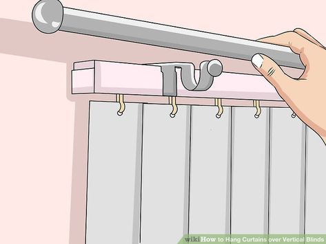 Simple Ways to Hang Curtains over Vertical Blinds: 13 Steps Curtains Over Vertical Blinds, Replace Vertical Blinds, Vertical Blinds Makeover, Sliding Glass Door Blinds, Curtains Over Blinds, How To Hang Curtains, Installing Curtain Rods, Sliding Glass Door Curtains, Apartment Curtains