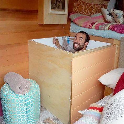 Modern Hot Tubs, Van Dwelling, Tiny House Talk, Kombi Home, Van Conversion Interior, Office Pods, Campervan Life, Living On The Road, Campervan Interior