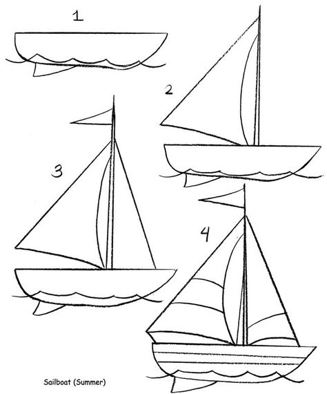 How To Draw Ship, How To Draw A Ship, Sailboat Drawing Simple, Small Boat Drawing, How To Draw A Boat, Sailing Boat Drawing, Boat Drawing Simple, Drawing Ship, Mood Chart