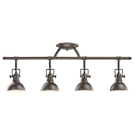 Olde Bronze Four Light Fixed Rail Kichler Directional Spotlights Track Lighting Ceiling Li Track Lighting Kitchen, Deco Champetre, Industrial Inspiration, Track Lighting Kits, Track Lighting Fixtures, Farmhouse Light Fixtures, Kitchen Ceiling, Kichler Lighting, Kitchen Lighting Fixtures