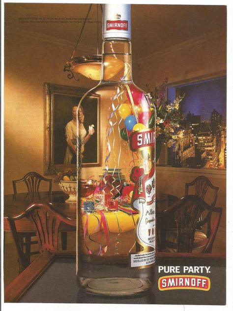 1994 Advertisement Smirnoff Vodka Pure Party Bottle Birthday Decorations Streamers Balloons Bar Pub Alcohol Advertising, Art Illusion, Collage Mixed Media Art, Illusion Photography, Smirnoff Vodka, Certificate Frames, Mixed Media Supplies, Magazine Advertisement, Collage Mixed Media