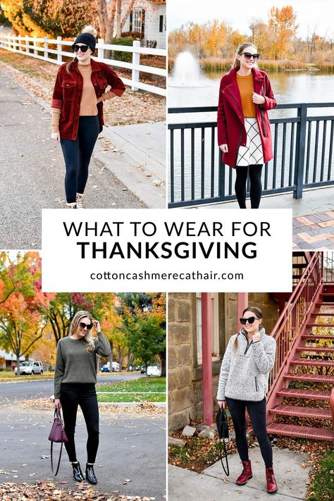 If you are looking for Thanksgiving outfits that are festive, stylish, and comfortable, you’ve come to the right place! Here's your guide on what to wear for Thanksgiving, featuring a round up of 18 casual and comfortable Thanksgiving outfit ideas for women! Petite Thanksgiving Outfit, What To Wear For Thanksgiving Dinner, Casual Thanksgiving Outfits Women, Thanksgiving Casual Outfit, Thanksgiving Outfits Women Casual, What To Wear For Thanksgiving, Thanksgiving Outfit Women Casual, Thanksgiving Outfit Ideas For Women, Fall Color Combinations