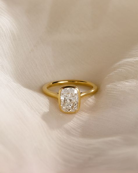 Bezel Cathedral Ring, Bevel Diamond Ring, Bezel Elongated Cushion, Elongated Cushion Bezel Engagement Ring, Elongated Cushion Engagement Ring Bezel, Elongated Cushion Bezel, Cushion Bezel Engagement Ring, East West Bezel Set Ring, Elongated Cushion Engagement Ring