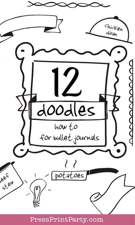 12 doodles how to for your bullet journal ideas and inspiration step by step. Easy drawings for bullet journals and planners (bujo). Banner ideas how to draw. Get fun doodle for coffee, ideas, banners, borders etc. by Press Print Party! Fonts Doodle, Banner Doodle, How To Doodle, Fun Doodles, Doodle Font, Planner Doodles, Free Doodles, Bullet Journal Font, Bullet Journal Banner