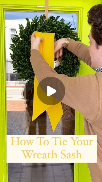 Presley Pierce on Instagram: "💚How To Tie Your Wreath Sash💚  Day two has been nothing shy but amazing!! You all are still blowing us away about the launch of these wreath sashes and I cannot say thank you enough! We have completely sold out our vendor of boxwood wreaths and they are hoping that they can get a container of them soon. If they are able to restock we will put them back on our website! I love being able to chat with you individually and help with orders! This truly is my dream job it is all because of you all and your support!🌿🌷 • #presleypierce #wreathsash #wreathmaker #wreathdecor #wreathsashdecor" Best Boxwood Wreath, Boxwood Wreath With Ribbon Christmas, Boxwood Wreaths On Windows, Boxwood Wreath With Bow, Christmas 3 Wreaths For Front Door, Tie A Bow For A Wreath, How To Tie Bows For Wreaths, Diy Boxwood Wreath, How To Tie Sash On Wreath