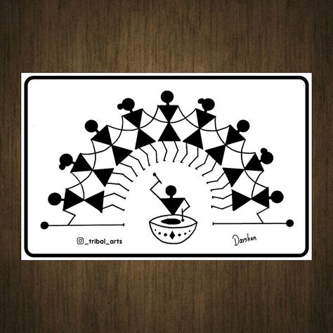 Warli Arts, Tracing Drawings, Worli Painting, Warli Painting, Border Rangoli, Saree Painting Designs, Ancient Drawings, Warli Art, Geometric Origami