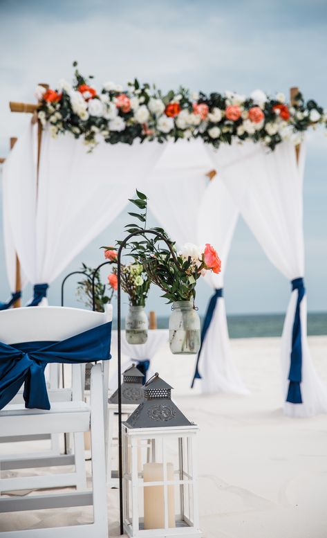 Navy and Coral Wedding Ideas Navy Blue And Coral Wedding Decorations Table Settings, Coral And Navy Blue Wedding, Navy Blue Beach Wedding, Peach Beach Wedding, Coral And Blue Wedding, Navy Blue And Coral Wedding, Coral Wedding Ideas, Blue And Coral Wedding, Navy And Coral Wedding