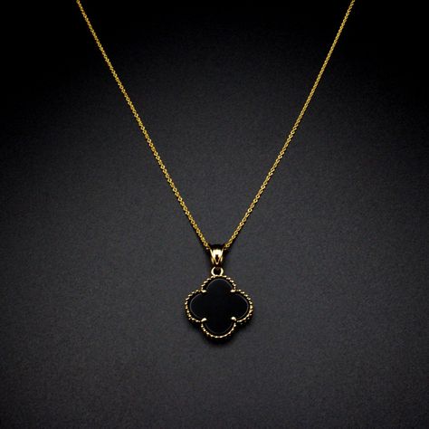 14k Gold 4 Leaf Clover Necklace (Black) -14k Gold -4 Leaf Clover Pendant -Cable Link Chain -Length: 18” Inches -Lobster Lock Elevate Your Style With Our 14k Gold 4 Leaf Clover Necklace. Crafted From High-Quality Gold And Adorned With A Sleek Black Clover Pendant, This Necklace Exudes Sophistication And Elegance. The Four Leaves Symbolize Luck, Making It The Perfect Statement Piece For Any Occasion. Black And Gold Clover Necklace, 4leaf Clover Necklace, Lucky Clover Necklace, Gold Clover Necklace, Necklaces For Girlfriends, 4 Leaf Clover Necklace, Dainty Initial Necklace, Clover Jewelry, Four Leaf Clover Necklace