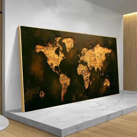 3.04US $ 33% OFF|Abstract Room Wall Decoration Pictures | Painting Canvas Wall Decoration - Vintage - Aliexpress Map Canvas Painting, World Map Picture, Abstract World Map, World Map Painting, Retro Map, Map Pictures, World Map Poster, World Map Canvas, Map Canvas