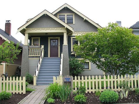 Vancouver, B.C. | This particular house, built in 1927, has … | Flickr Home Architecture Styles, Craftsman Porch, California Craftsman, Stone Porches, Craftsman Farmhouse, California Bungalow, Craftsman Bungalow, Exterior Stairs, Craftsman Exterior