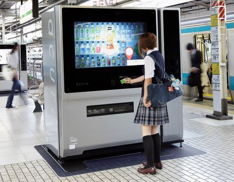 acure digital vending machine Japanese Store Fronts, Vending Machines In Japan, Vending Machine Design, Retail Technology, Facial Recognition Technology, Vending Machines, Coin Operated, Facial Recognition, Smart City