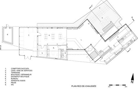 Centre de Services Le Bonnallie / Anne Carrier architecture - 15 Information Centre Architecture, Tourist Information Center Design, Information Center Design, Tourist Information Center, Tourist Center, Architectural Floor Plans, Information Center, Tourist Information, Public Building