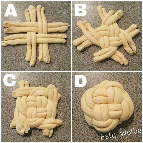 How to braid round challah Challah Bread Braid, Challah Bread Shapes, Braiding Challah Bread, Bread Folding Ideas, Round Challah Braiding, How To Braid Challah Bread, Challah Bread Braiding, Bread Shapes Ideas, Challah Braid