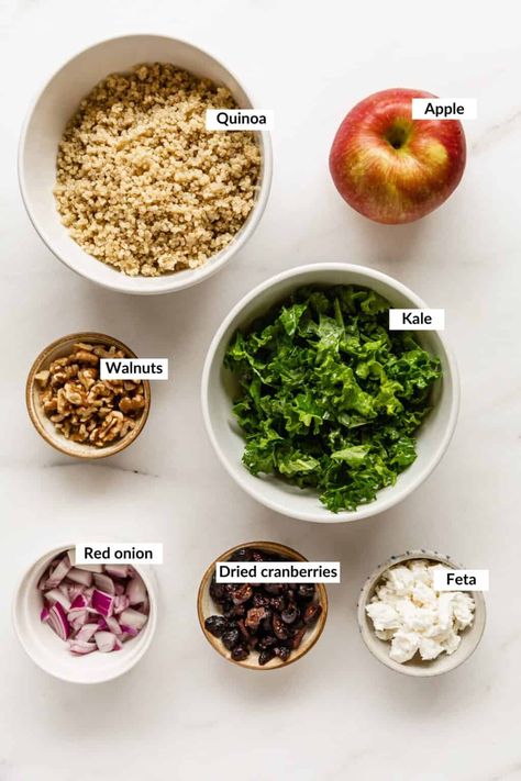 Apple Quinoa Salad, Apple Quinoa, Quinoa Salads, Cherry Tomato Salad, Quinoa Kale, Quinoa Salad Recipe, Vegetarian Ideas, Kale Quinoa Salad, Cranberry Apple