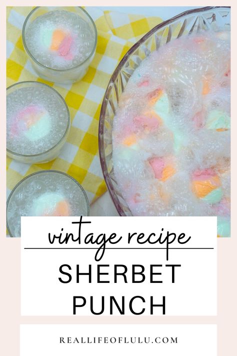 This vibrant Sherbet Punch combines the creamy sweetness of sherbet ice cream with the fizzy kick of lemon-lime soda for a refreshing treat. Simply scoop the sherbet into a punch bowl, top with soda, and serve with a ladle for a crowd-pleasing drink. It's a great birthday party drink, holiday party drink, or Halloween party drink. Party Punch With Ice Cream, Sherbet Ice Cream Punch, Boozy Sherbet Punch, Pineapple Sherbet Punch, Easy Punch Recipes Sherbert, Sherbet Punch Recipes Non Alcoholic, Sherbet Punch With Alcohol, Punch Recipes Non Alcoholic With Sherbet, Ice Cream Punch Recipes