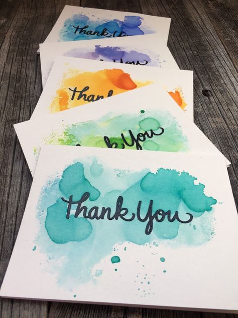 Hoodie Diy, Handmade Thank You Cards, Hand Crafted Cards, Card Sentiments, Paint Cards, Handmade Knit, Diy Watercolor, Yarn Diy, Birthday Cards Diy